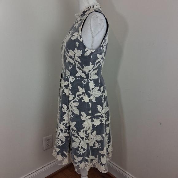 ERIN by Erin Fetherston Black  and Cream Floral Midi Dress Size 8 - Picture 9 of 11